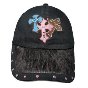 Cross Strapback Baseball Cap Black One Size Adjustable M&F Western Products